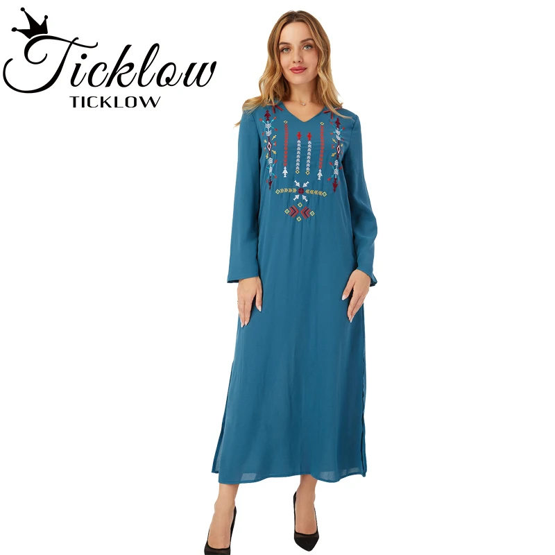 Длинное платье Рамадан, абайя, Дубай, Турция, ислам, мусульманское модное синее платье, длинные платья, Abayas для женщин, платья, Caftan Marocain