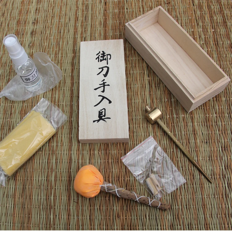 Набор для ухода за самурайским мечом, 5 инструментов с деревянной коробкой для хранения без масла
