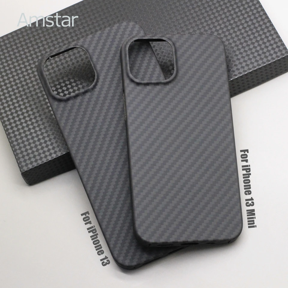 Защитный чехол Amstar из чистого углеродного волокна для iPhone 14 13 Pro Max Mini Plus