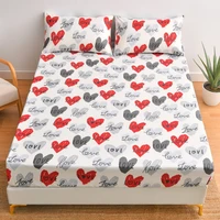 valentines love design bed fitted sheets sabanas mattress cover with elastic microfiber 12020030 18020030 15020030