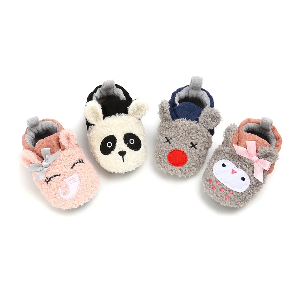 

Infant Fluffy Sneaker Warm Cute Cartoon House Slippers Fuzzy Indoor Bedroom Shoes First Walker Cozy Furry Crib Shoes