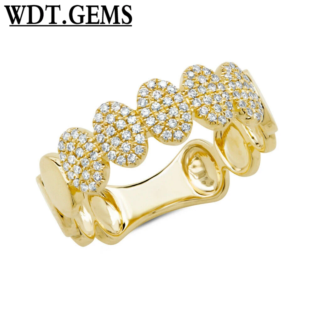 

0.23 CT 10K Yellow Gold Natural Round Cut Diamond Pave Oval Shape Band Ring