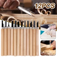 12pc wood carving knife chisel kit woodworking whittling cutter chip hand tool cut for basic detailed carving scalpel craft