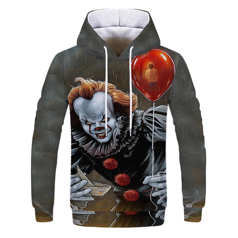 Фильм ужасов It: два члена Стивен Кинг клоун PennyWise 3D Толстовка Косплей Костюм