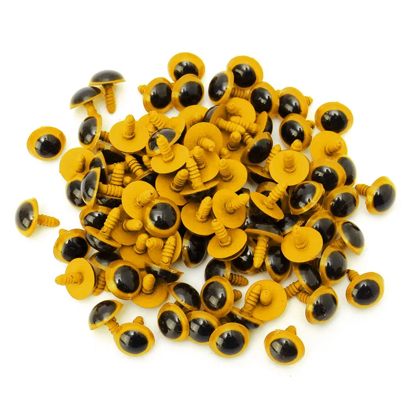 Yellow JIMITU 100 шт цветные 14 мм пластиковые безопасные DIY куклы игрушки глаза для животных Куклы Ремесла плюшевый медведь, куклы аксессуары с шайбами - Цвет: Yellow