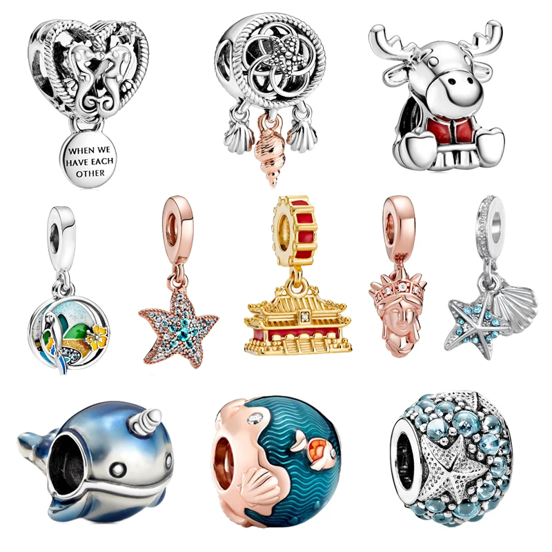 Новое поступление бусины шармы в виде морской звезды дельфина нарваля океана