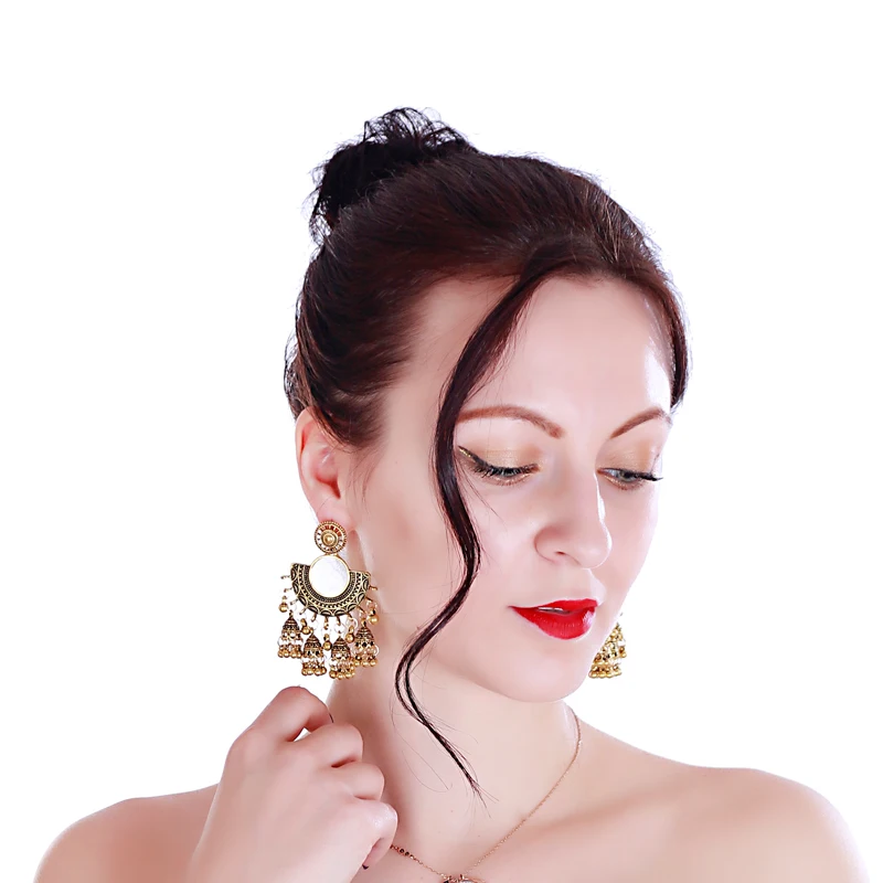 

1Pair Earrings For Women Accessories Bells Indian Jewelry Ear Rings For Girls Fashion Vintage Earring Dangling Gift