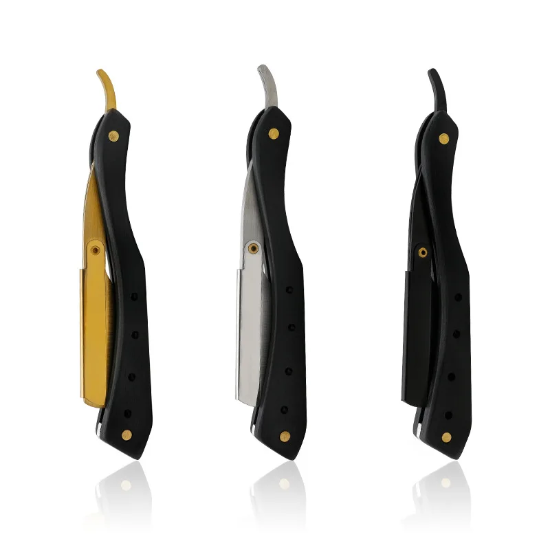 

3 Styles Stainless Steel Straight Razor Ebony Handle Shaving Hair Cut Razor Professional Hairdresser Hair Blade Type Knife G0105