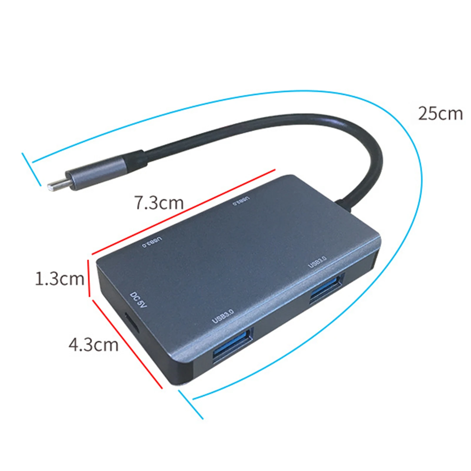 

Type-c 4 Ports USB3.0 Hub High Speed Splitter Cable Extension Adapter Converter
