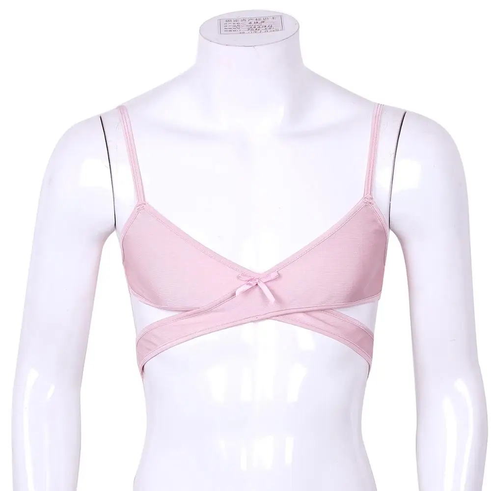Mens Lingerie Sissy Crossdresser Sexy Bra Open Cup Cross Over Back Wire-free No Padded Tops Bralette Exotic Costumes |