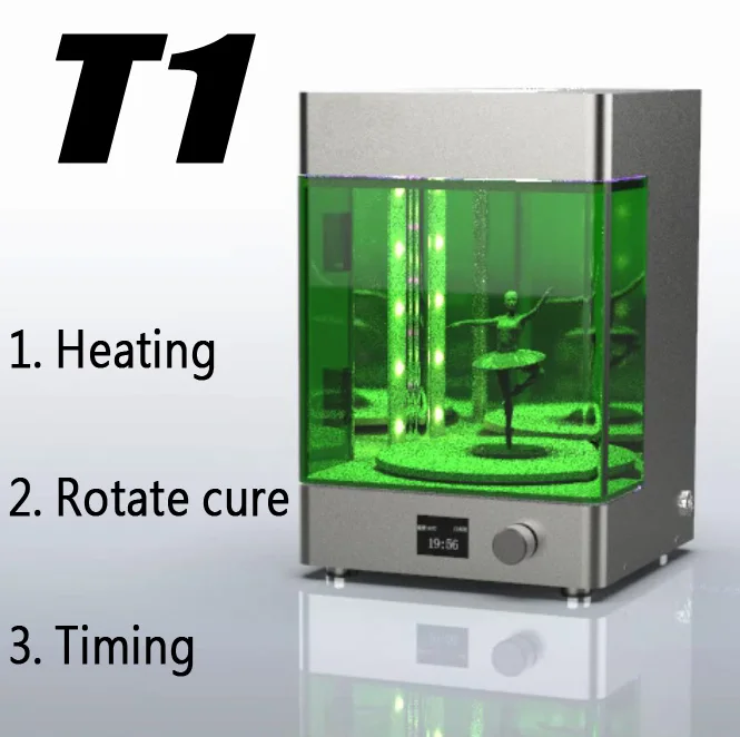 new green T1 Tianfour новая чистота очистка УФ Смола Модель пост свет аппарат для лечения коробка для sla/lcd/dlp стоматологические украшения 3d модели принтера - Цвет: new green T1