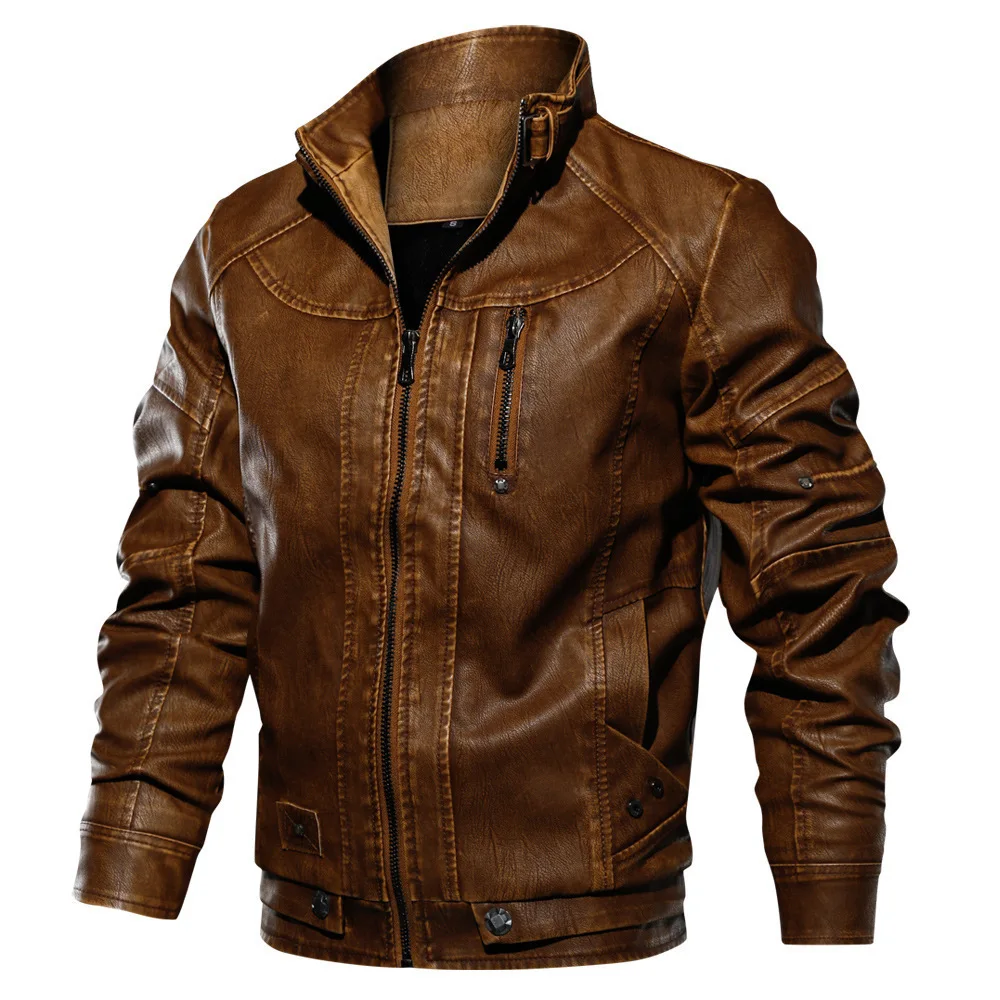 

Leather Rider PU Jacket Men Casual Outwear Coat Windbreaker Motorcycle Leather Jackets Male European Size Drop Shipping