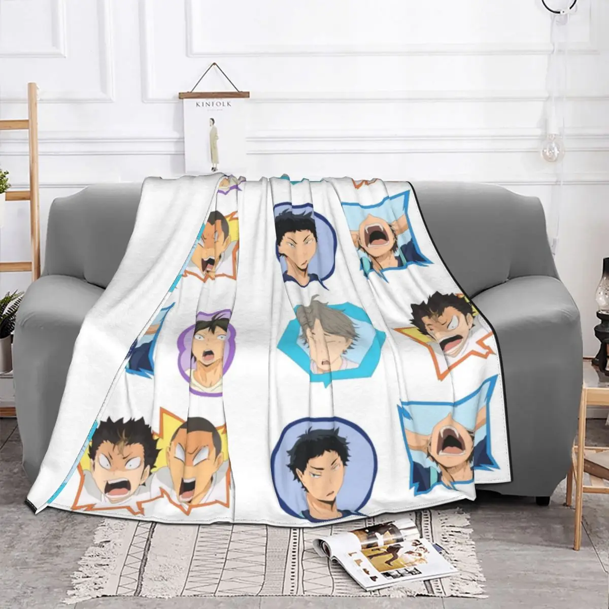 

Haikyuu Blanket Fleece Spring Autumn Anime Manga Portable Super Warm Throw Blanket for Bed Office Plush Thin Quilt
