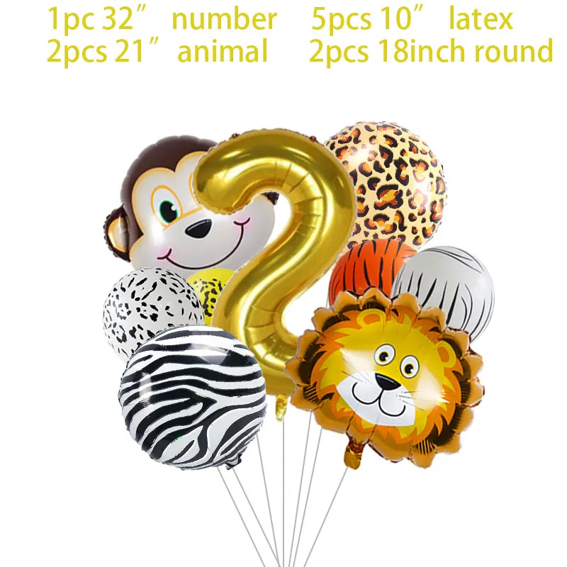 

Jungle Number Balloons Birthday Party Decorations Jungle Theme Disposable tableware Baby Shower Boy Kids Birthday Decoration
