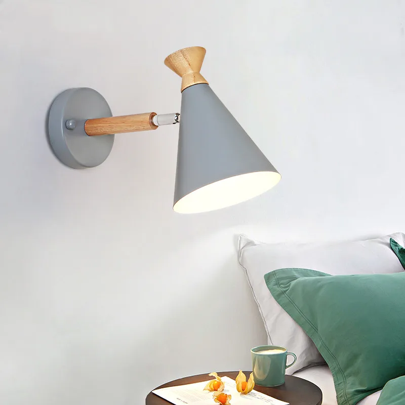 

Nordic Macaron Wall Lights Modern Living Room Aisle Lamp Solid Wood Bedroom Lightings