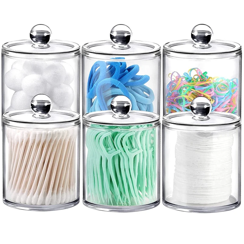 

Qtip Dispenser Apothecary Jars Bathroom with Lids- Qtip Holder Storage Canister Organization for Cotton Ball,Cotton Swab