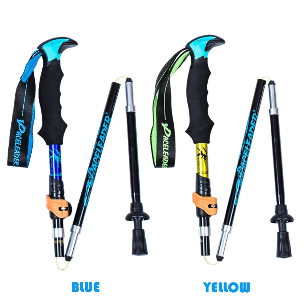 ONLIVING 2Pcs Outdoor Trekking Poles Ultralight Adjustable Hiking Walking Stick Telescopic Anti Shock Non-slip Crutches Travel