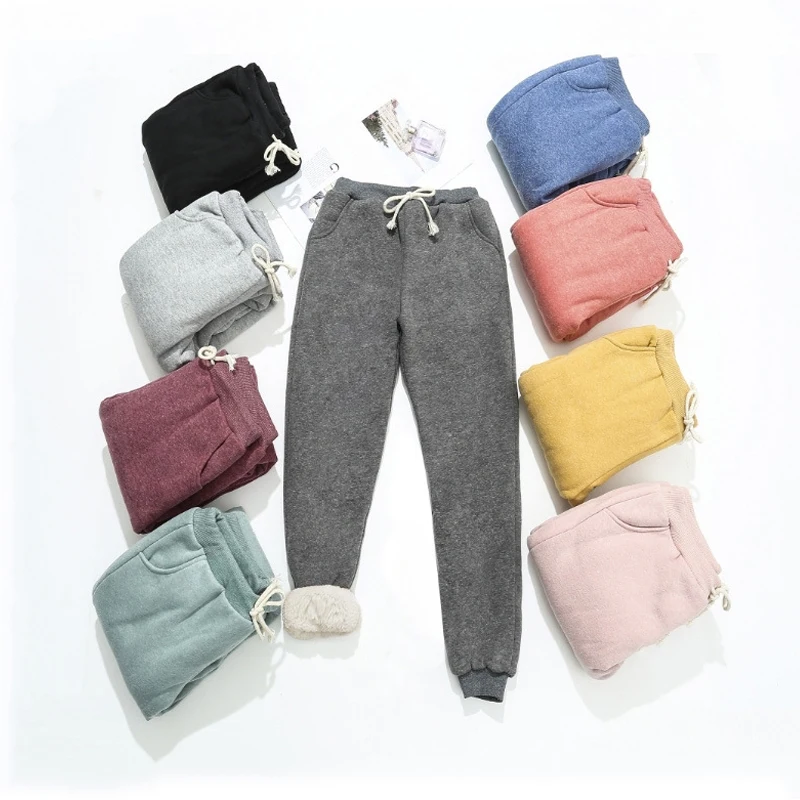 

2022 Autumn Winter Women Fleece Sweatpants Trousers Casual Thick Velvet Loose Cashmere Sweatpants Tracksuit Pants