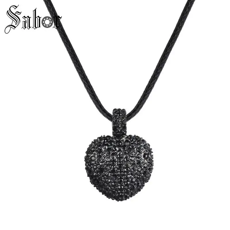 Модные подвески ожерелья 3 D шипованные белые CZ хрустальное сердце ювелирные