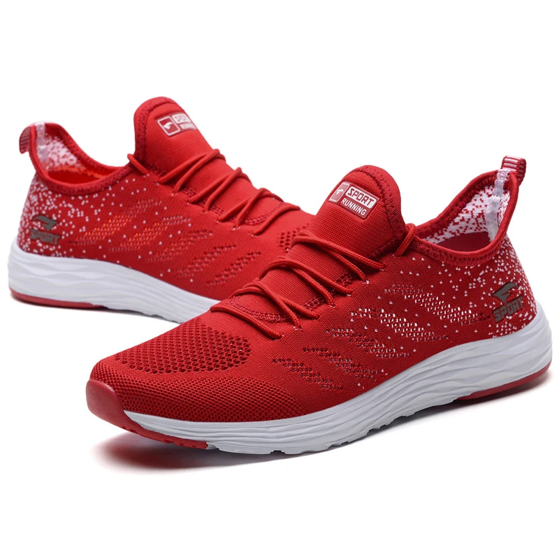Новинка года; мужские и женские кроссовки; zapatillas mujer Deportiva; дышащие кроссовки со шнуровкой для девочек; мягкие спортивные кроссовки на плоской подошве - Цвет: red man sneakers