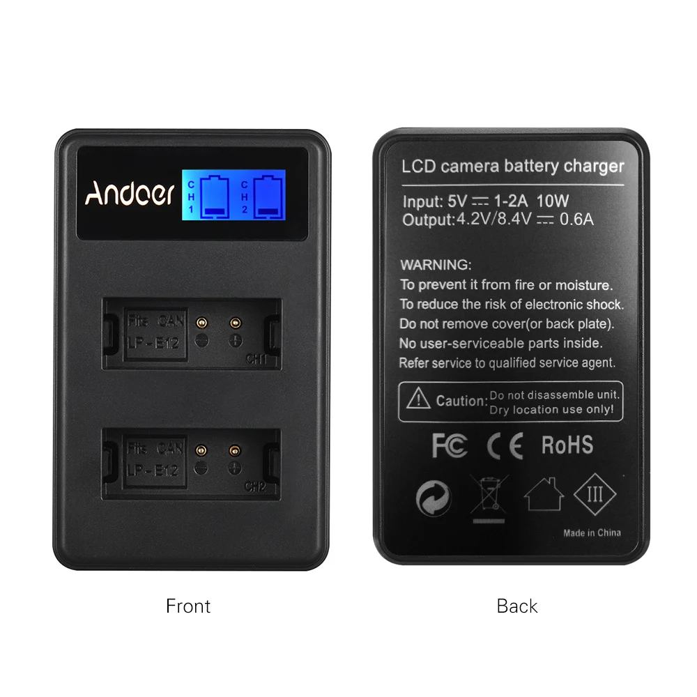 Andoer Dual Channel LCD Camera Battery Charger USB Input Display for Canon LP-E12 EOS-M EOS M2 | Электроника