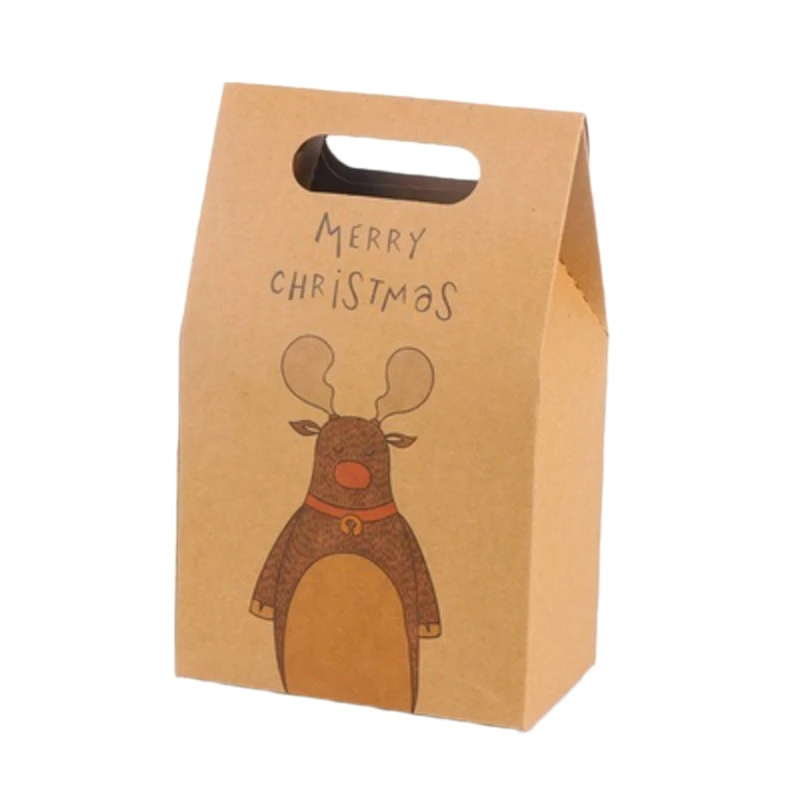 New Creative Christmas Box Craft Paper Concise Brown Kraft Bag Santa Claus Gift Packaging Supplies | Дом и сад