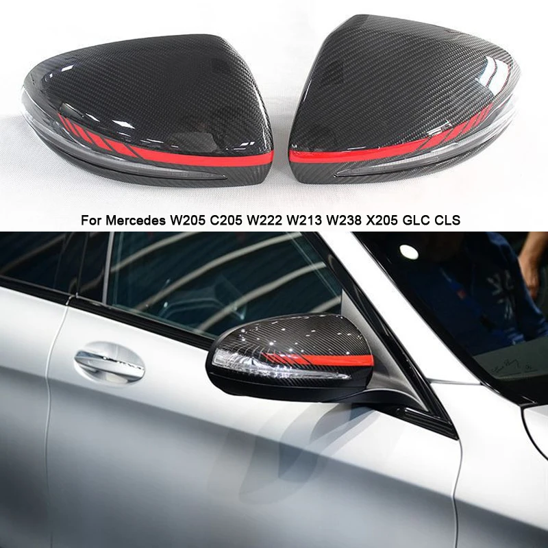 Carbon Fiber Mirror cover For Mercedes W205 W222 W213 W238 X205 for Benz C S GLC E Class AMG 1:1 Replacement Style Only LHD | Автомобили и