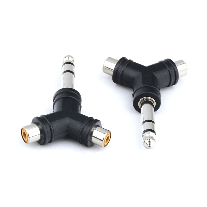 Двойной аудио сплиттер 1 стерео 6 35 мм 1/4 дюйма штекер на 2 RCA гнездовой адаптер Y |