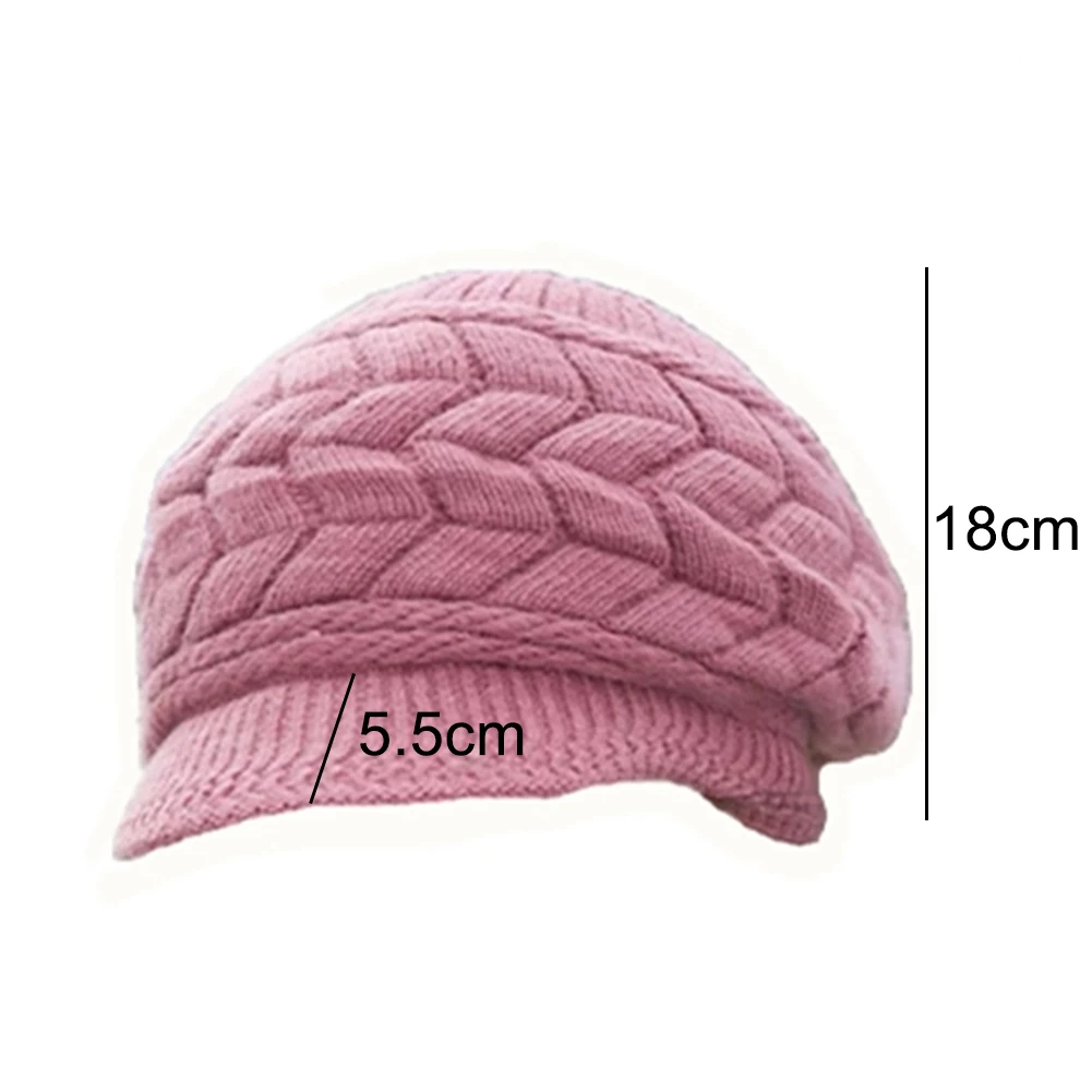 

Fashion Women Solid Color Thicken Woolen Yarn Knitted Hat Outdoor Peaked Cap Casual Soft Streetwear Hat Christmas Gift