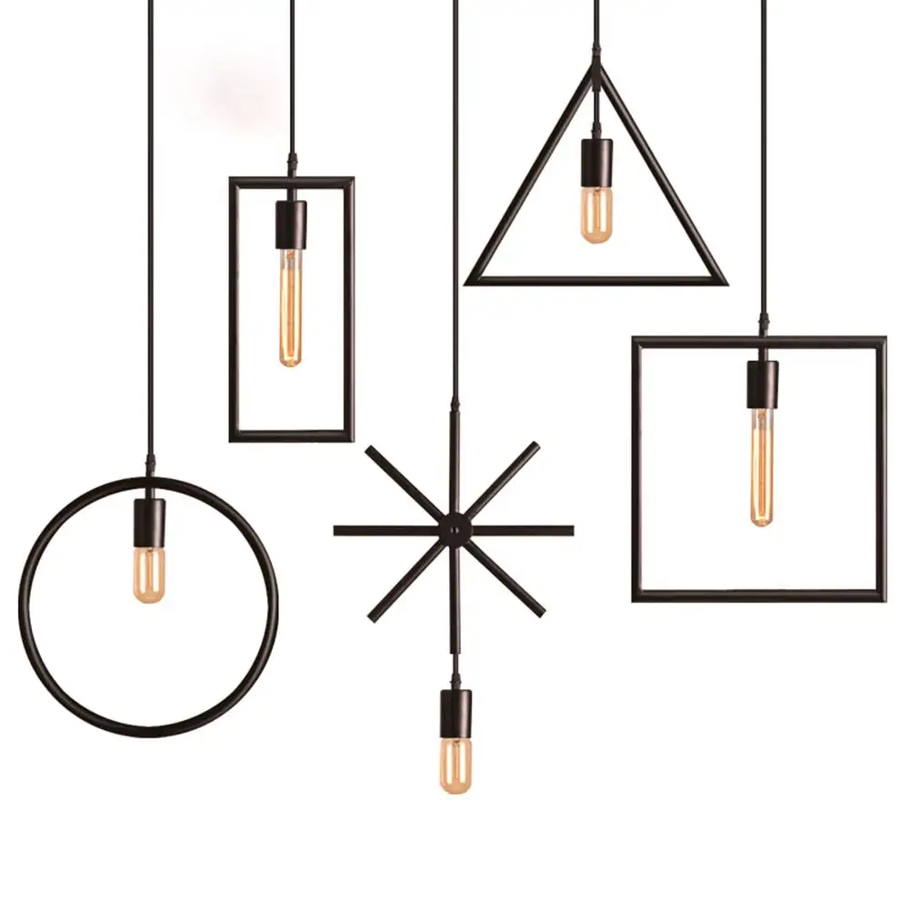 

Nordic E27 Iron Geometry Hanging Droplight Adjustable Ceiling Pendant Lamp