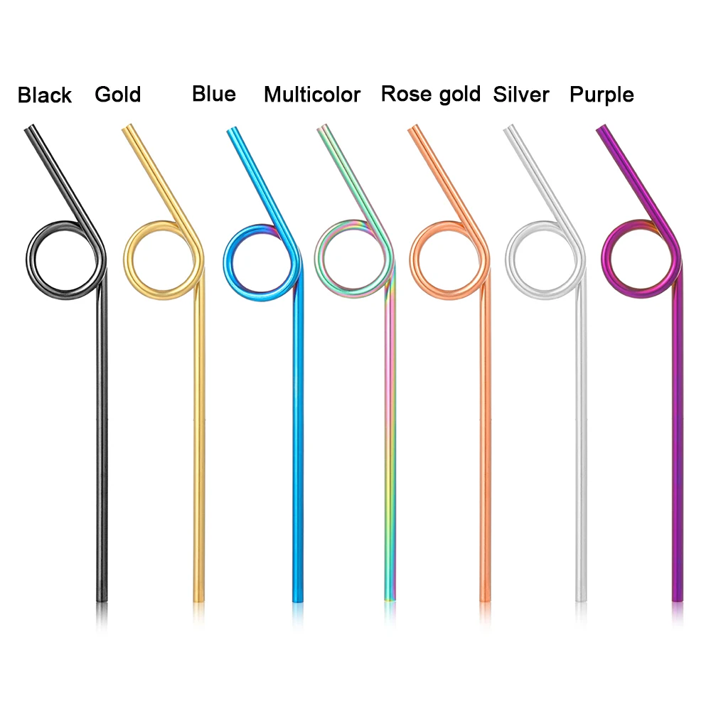 1 шт. разноцветные металлические соломинки Творческий многоразовая нержавеющая