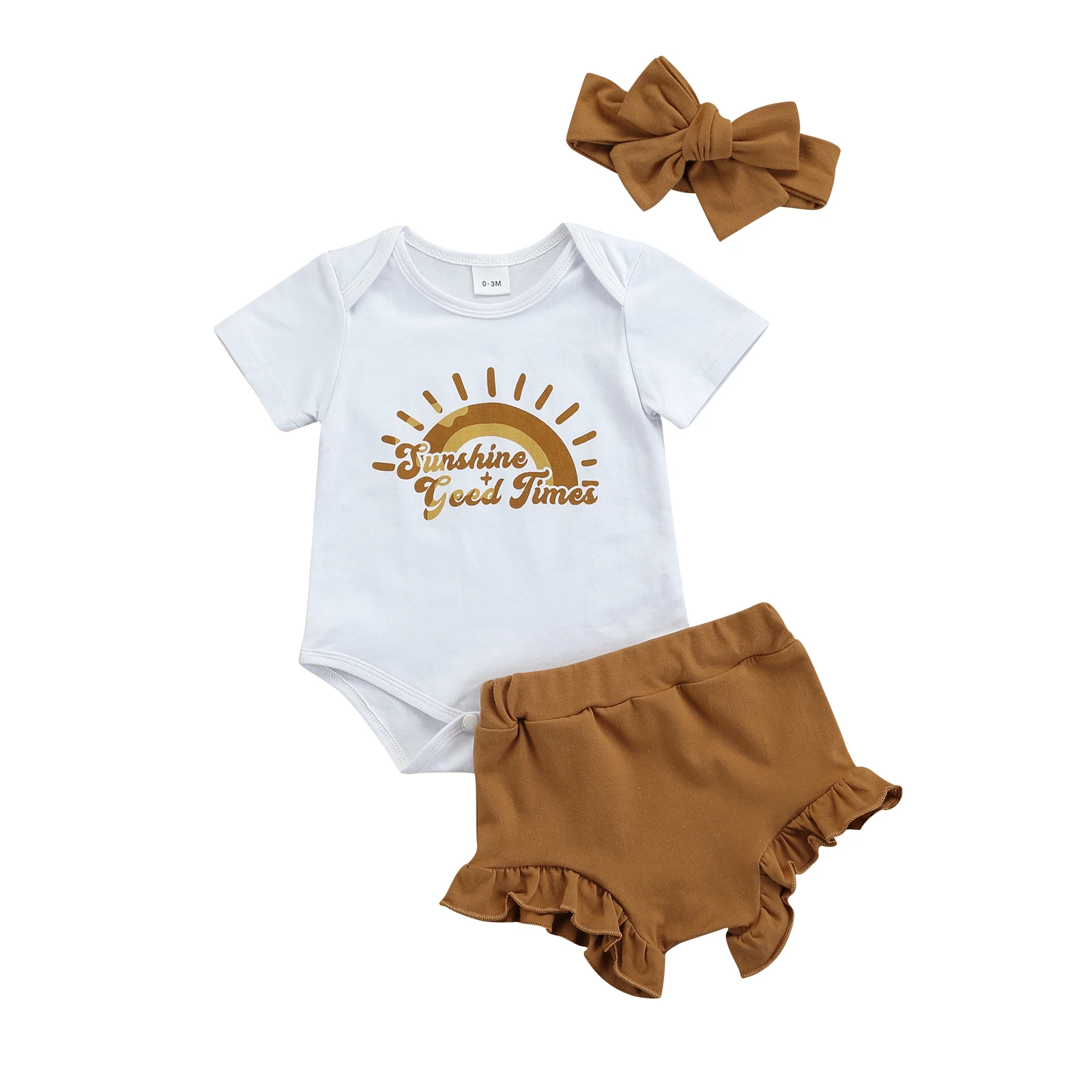 

Ma&Baby 0-18M Summer Newborn Baby Girls Clothes Set Rainbow Print Short Sleeve Romper Shorts Infant Toddler Outfits Clothing