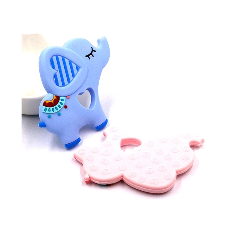 Mordedor de silicona seguro para beb&eacute;, juguete de dentici&oacute;n de elefante lindo, collar de dentici&oacute;n, accesorio de lactancia, mordedores para beb&eacute;, juguetes para masticar sin BPA-4
