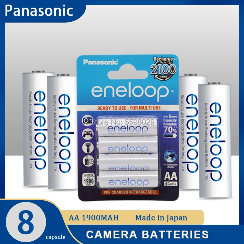 8 шт. Panasonic Eneloop 100% оригинальный AA перезаряжаемый аккумулятор 1 2 в 1900 мАч