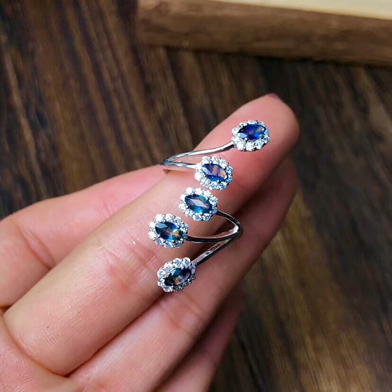 Женское кольцо с натуральным драгоценным камнем MeiBaPJ Настоящее серебро 925 пробы