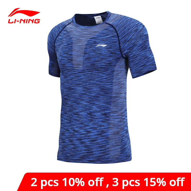 Мужская футболка для бега Li-Ning дышащая облегающая удобные спортивные топы с