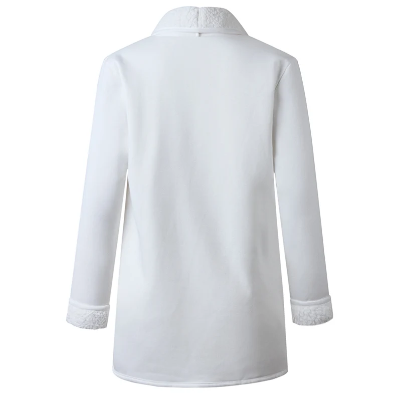 Женские куртки 2019 зимние плюшевые плотные пальто одноцветные с отворотом