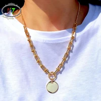 f j4z hot cuban chain necklaces fashion vinage gold alloy pendant necklaces women minimalist coins necklace lady gifts dropship