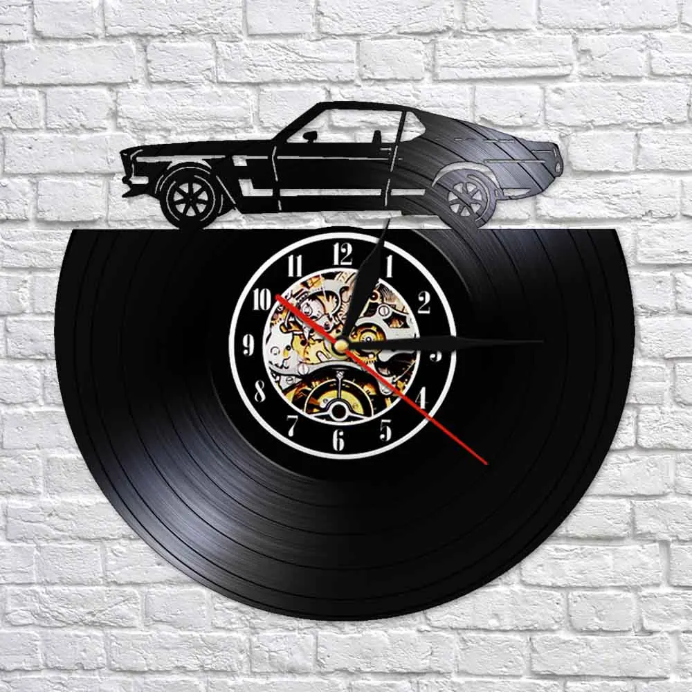 Классические настенные часы в стиле ретро с виниловой пластиной для