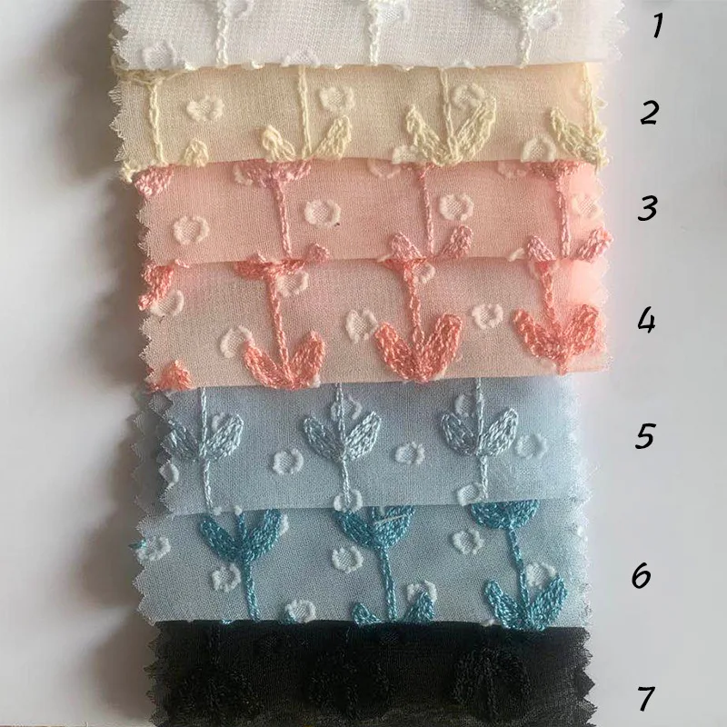 

Striped Heart Embroidery Chiffon Fabric Polka Dot Jacquard Cut Flower Polyester fabric for Dress,Shirts Black,White,Apricot