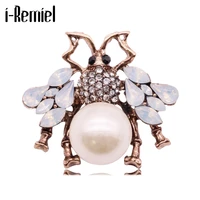 new rhinestone bee brooch for women pearl insect lapel pins fashion hijab pin and brooches jewelry corsage clothing accessories