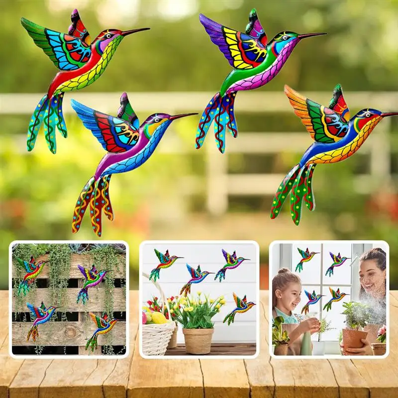 

Metal Hummingbird Bird Wall Artwork Garden Exterior Decoration Color Bird Hanging Ornament Garden Home Decor Decoration 2022