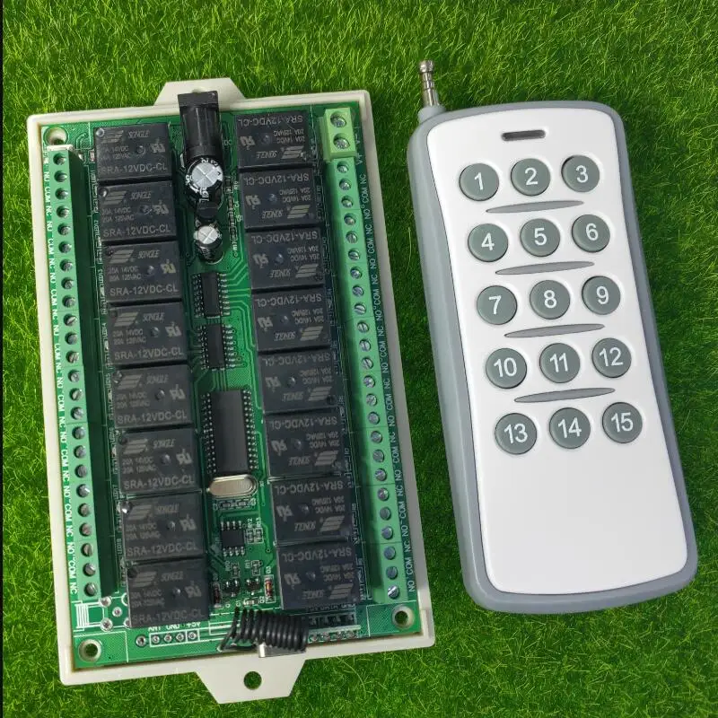 DC12V 24V 15CH RF Wireless Remote Control Switch transmitter &amp receiver Light /curtain /door control power on off | Обустройство