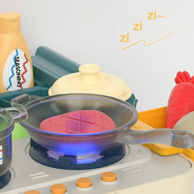 

21Pc Kids Kitchen Sets Pretend Play Kitchen Playset Toy with Lights & Sounds Play Oven & Sink Toys for Girls and Boys