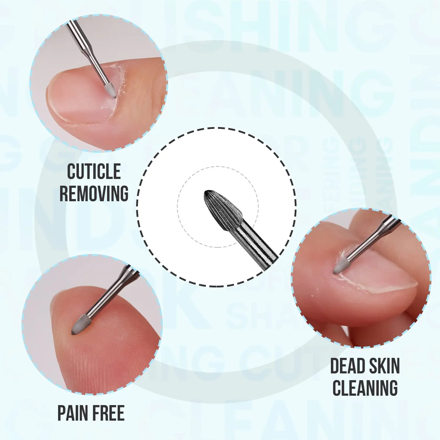 Твердосплавная насадка для очистки кутикулы электрической дрели ногтей