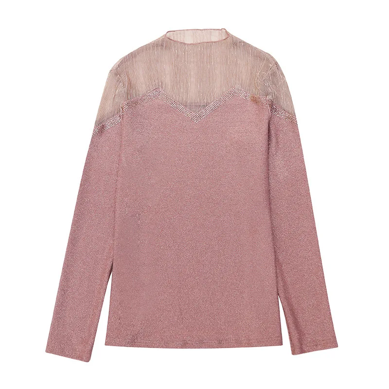 

Winter women s T- shirt fashion 2020 sexy stitching soft thinning bottoming shirt tide black pink large size