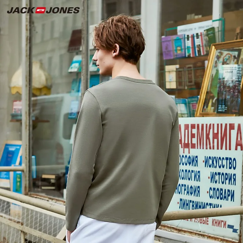 JackJones Мужская Уличная хлопковая Футболка с буквенным принтом и круглым вырезом