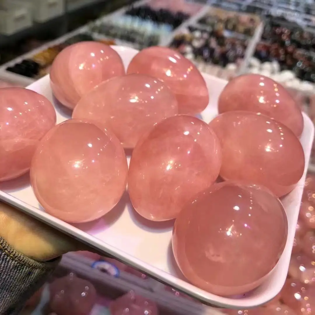 

Натуральный розовый кварцевый шар, хрустальное яйцо, образец, Хрустальный натуральный камень, лечебный медитационный домашний декор, серия