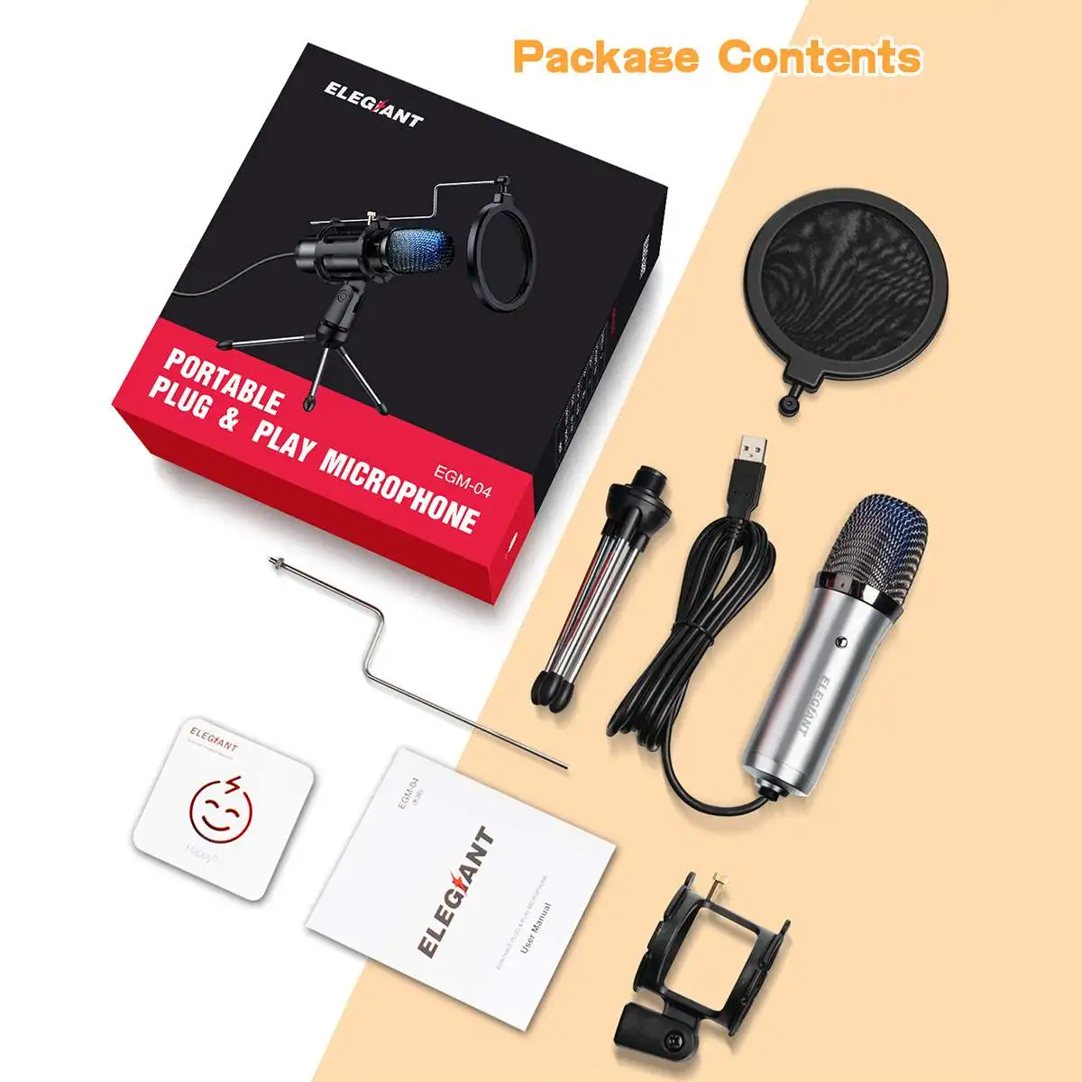 ELEGIANT EGM-04 USB игровой микрофон компьютерный студийный штатив конденсаторный