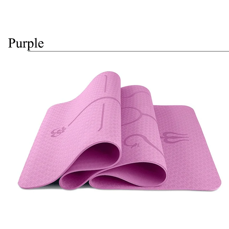 Purple 1830*610*6mm TPE Yoga Mat with Position Line Non-slip and Tasteless Fitness Mat Pilates Beginner Environmental Fitness Gymnastic - Цвет: Purple